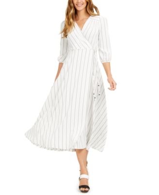 Calvin Klein Striped Faux-Wrap A-Line Dress \u0026 Reviews - Dresses - Women -  Macy's
